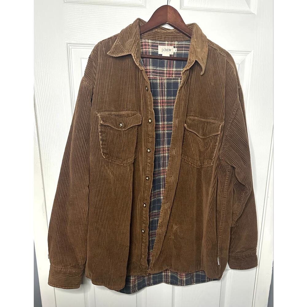 Vintage J.Crew Flannel Lined Corduroy Jacket Size Extra Large Brown - Picture 7 of 7